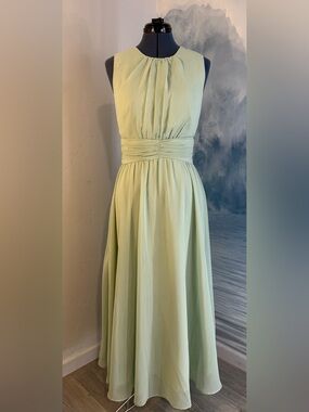 Light Green Sleeveless Maxi Dress with Ruched Waist 235